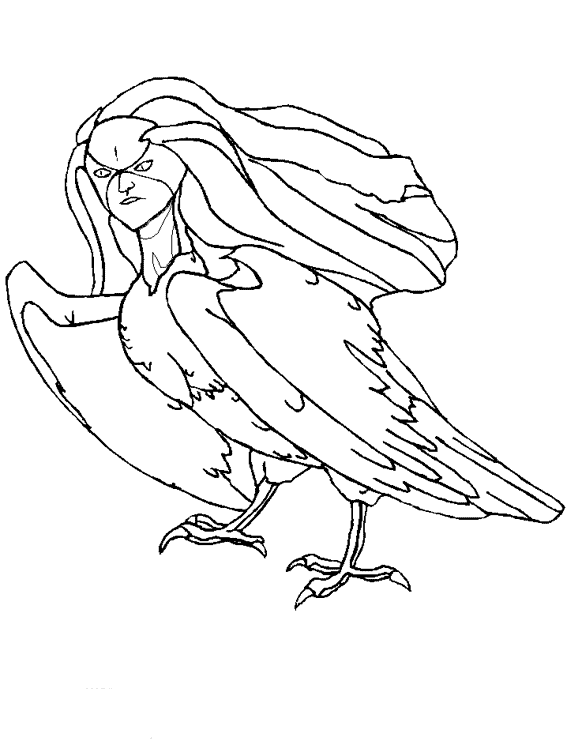 coloriage harpie a terre